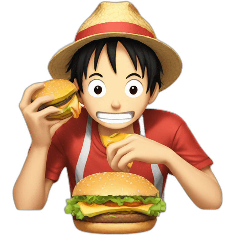 Luffy eating a burger emoji