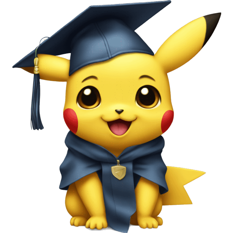 baby pikachu wearing graduation cap emoji