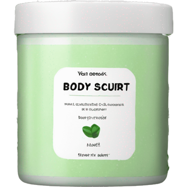 body scrub pot with label emoji