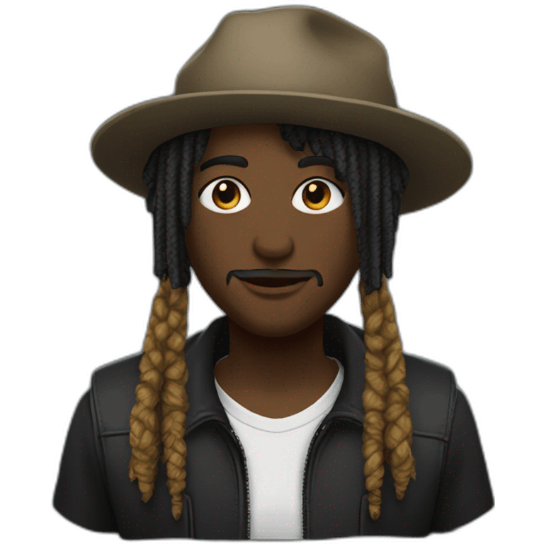 Noire  avec des dread une casquette et un bouc emoji