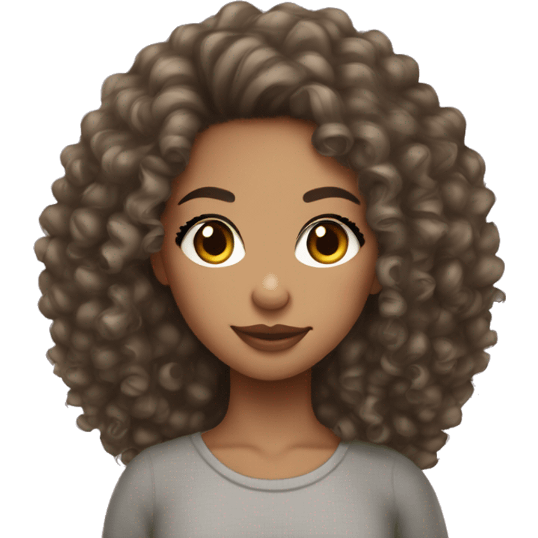 Lightskin girl with curly hair with lashes emoji