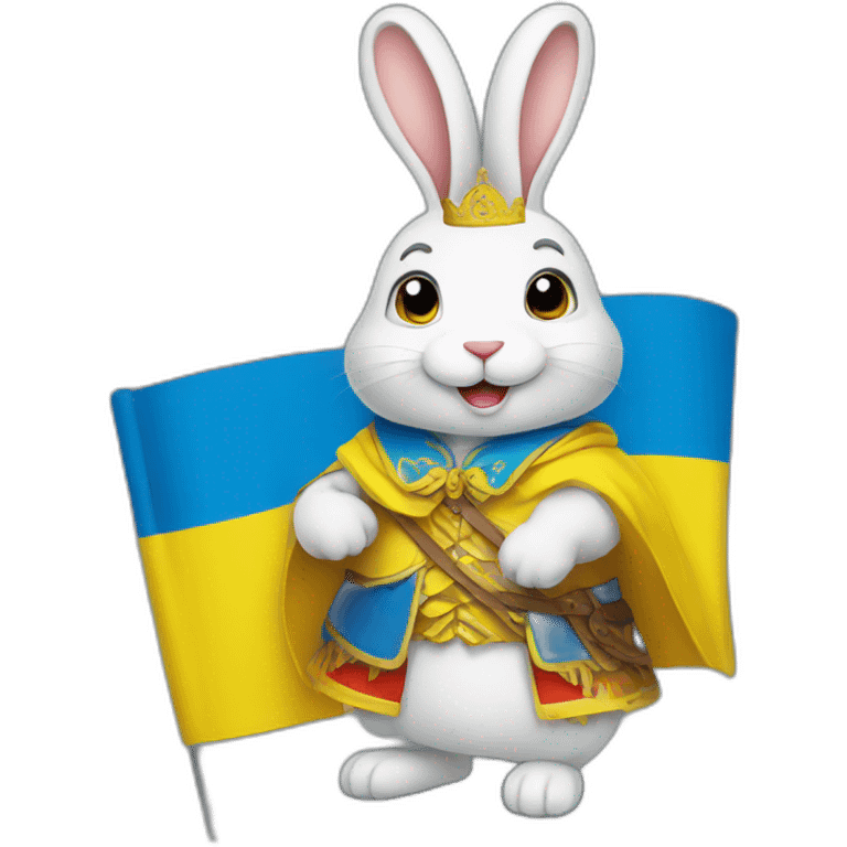 smiling rabbit dressed in a costume  Ukrainian flag emoji