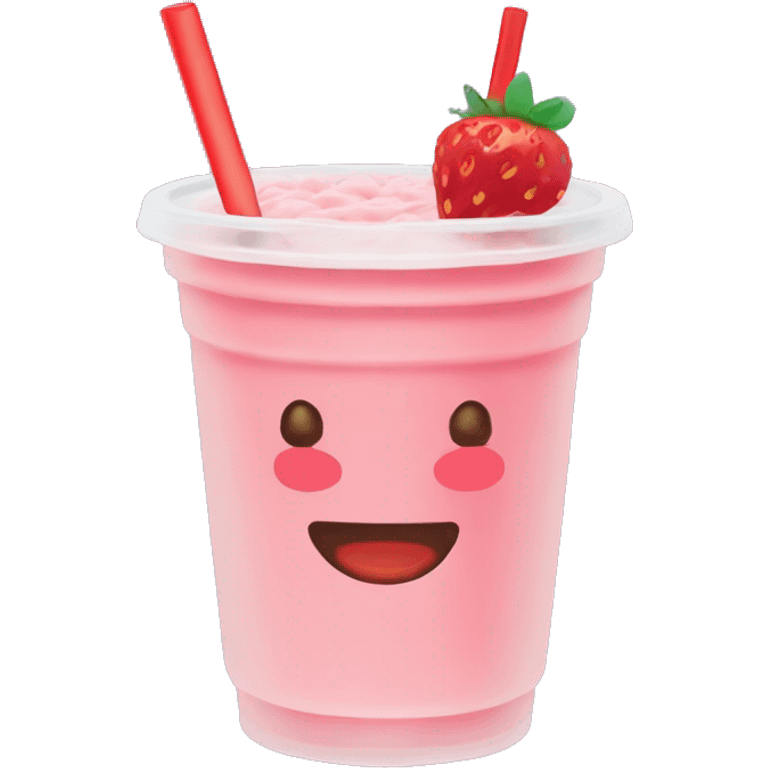 A boba tea with strawberries in it emoji