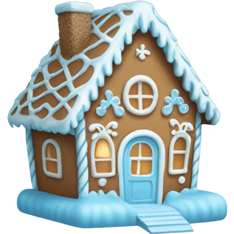 Cosy light blue gingerbread house  emoji