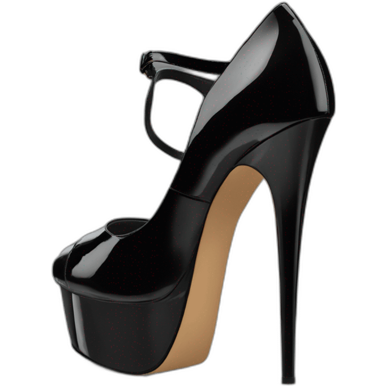 One Black Patent Leather Daffodile Platform Heels emoji