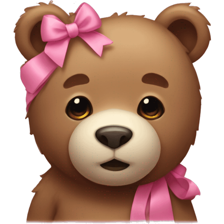 cozy bear with a pink bow  emoji