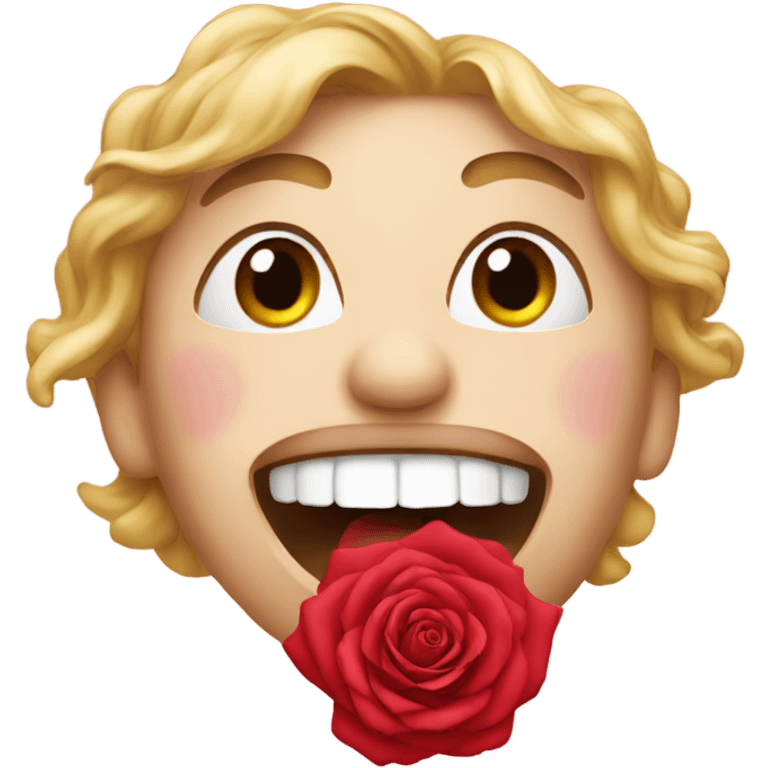 Emoji with rose in mouth emoji