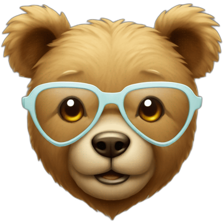 Teddy bear with glasses holding a heart  emoji