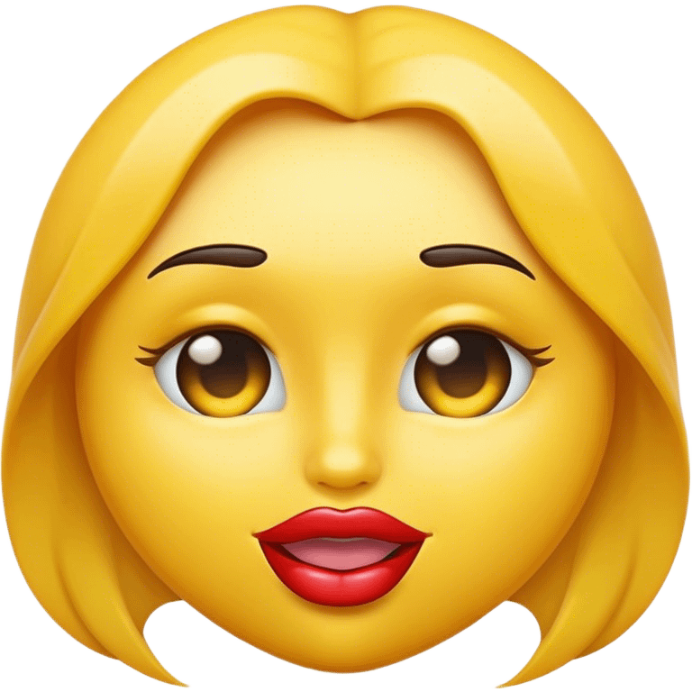 yellow emoji with glossy lips and seductive face  emoji