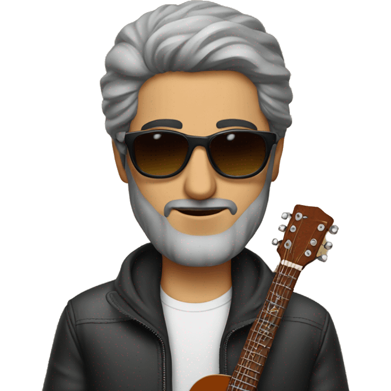 An Iranian man with sunglasses and guitar electronic  emoji