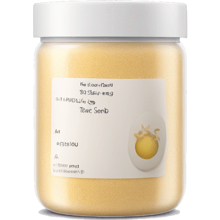 body scrub pot with label emoji