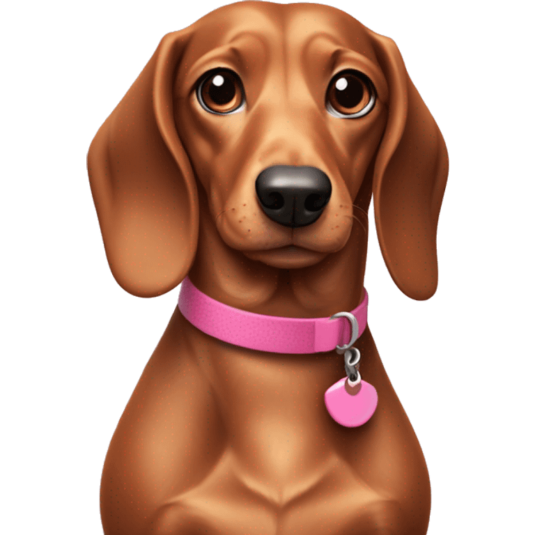 Sausage dog with pink collar and hazel eyes emoji