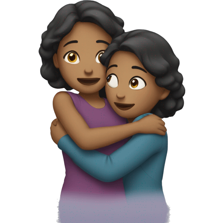 two sisters hug emoji