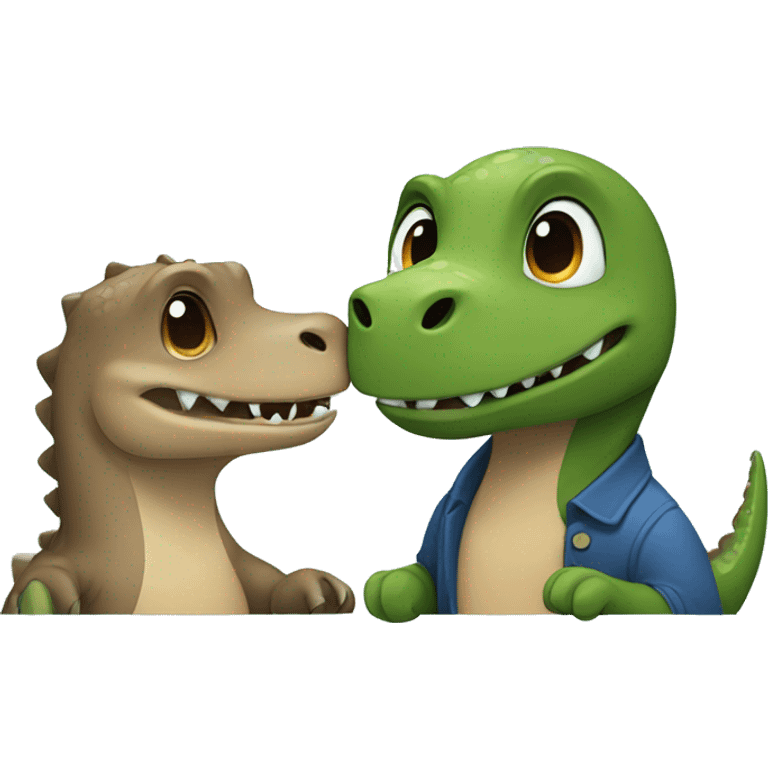 Dinosaur with otter being a couple tohether  emoji