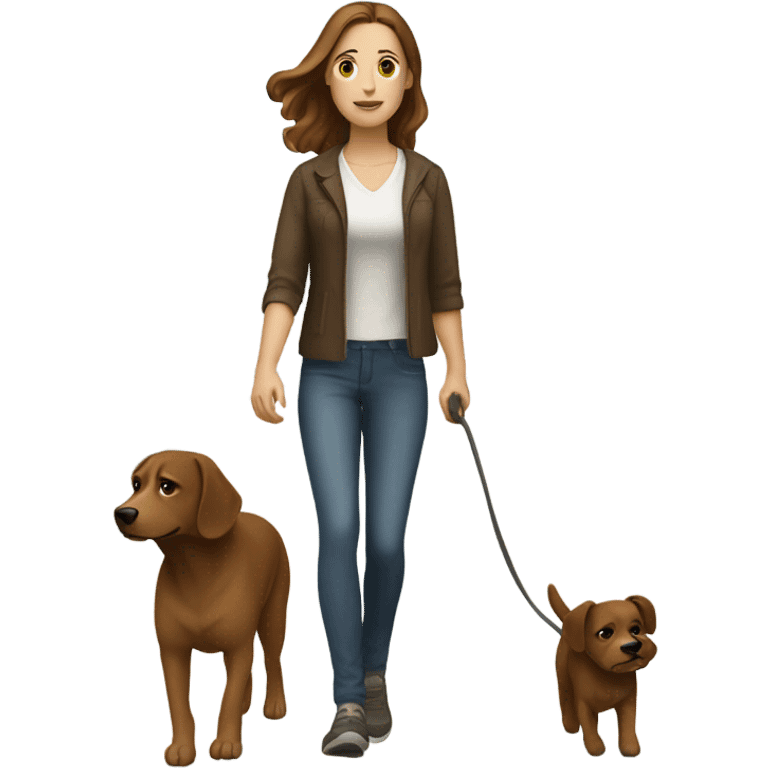 White woman with brown hair walking brown  emoji