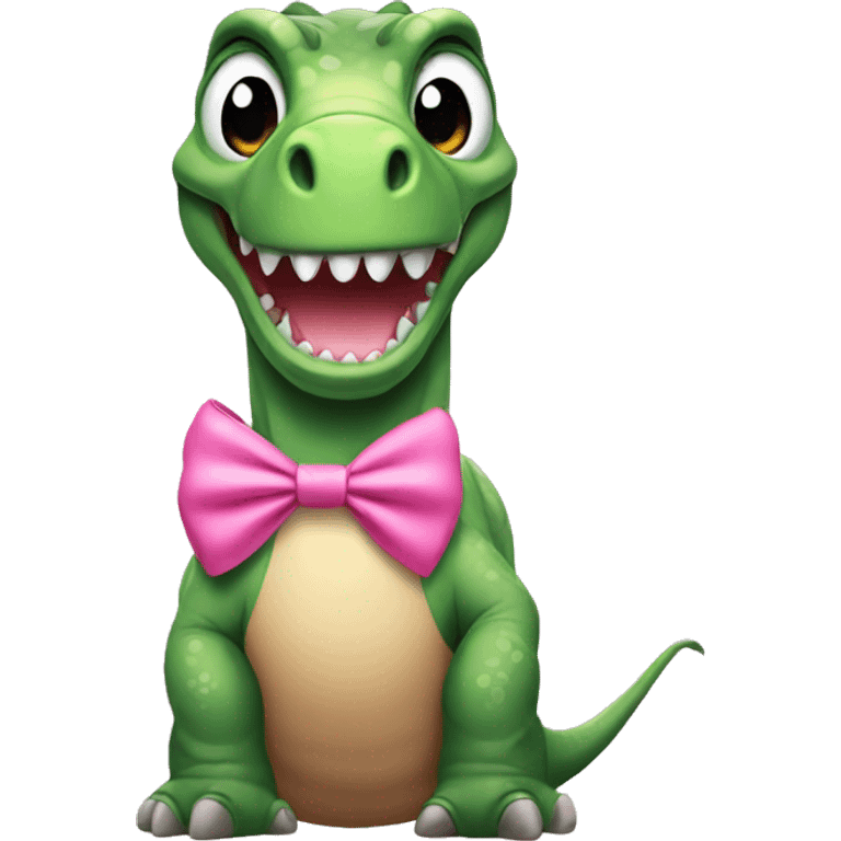 dinosaur wearing a pink bow emoji