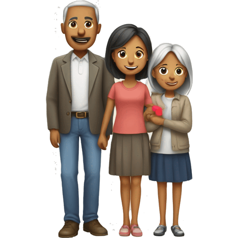 Family with 60 years father, mother 40 years, girl 9 years  emoji