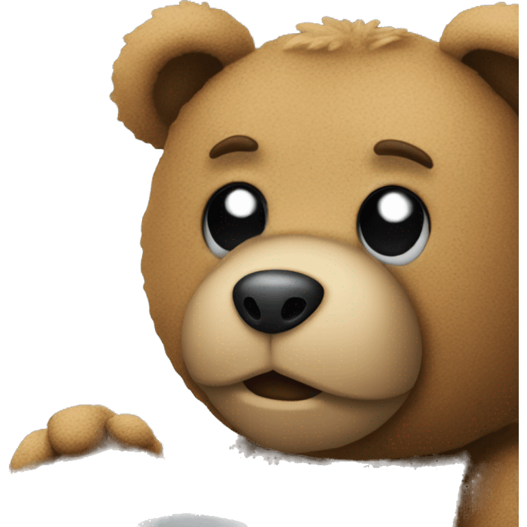 teddy bear looking at pc emoji