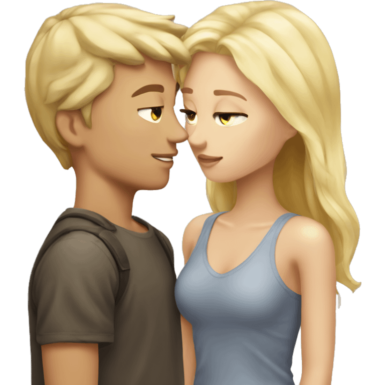 blonde girl ang blonde boy kiss emoji