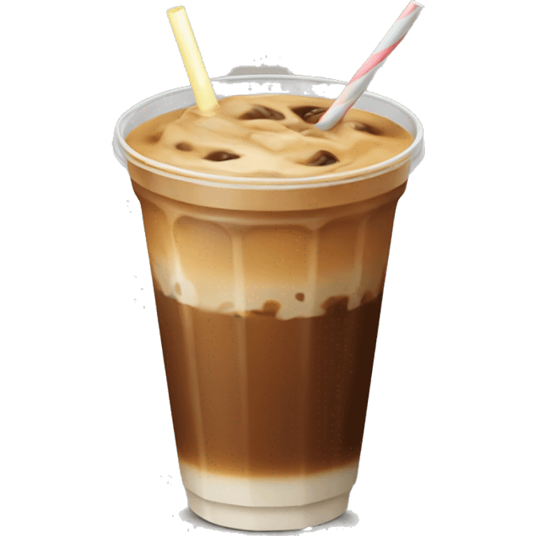 Iced coffee with a straw emoji