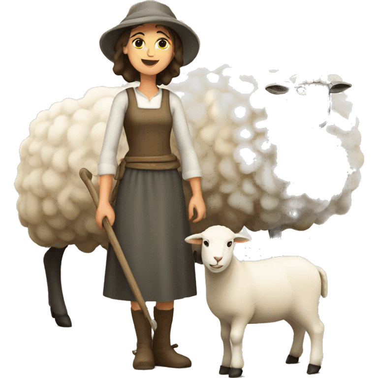 shepherdess with sheep emoji