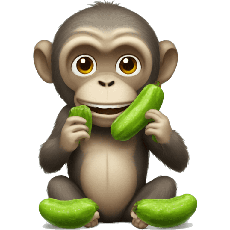 Monkeys eating pickles emoji