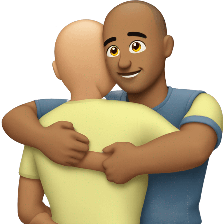 Buzz cut guy hugging a Latin woman emoji