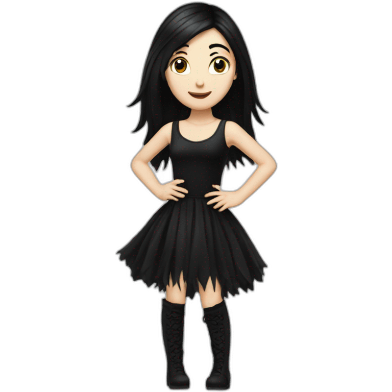 Caucasian-goth-girl-with-black-hair-dancing emoji