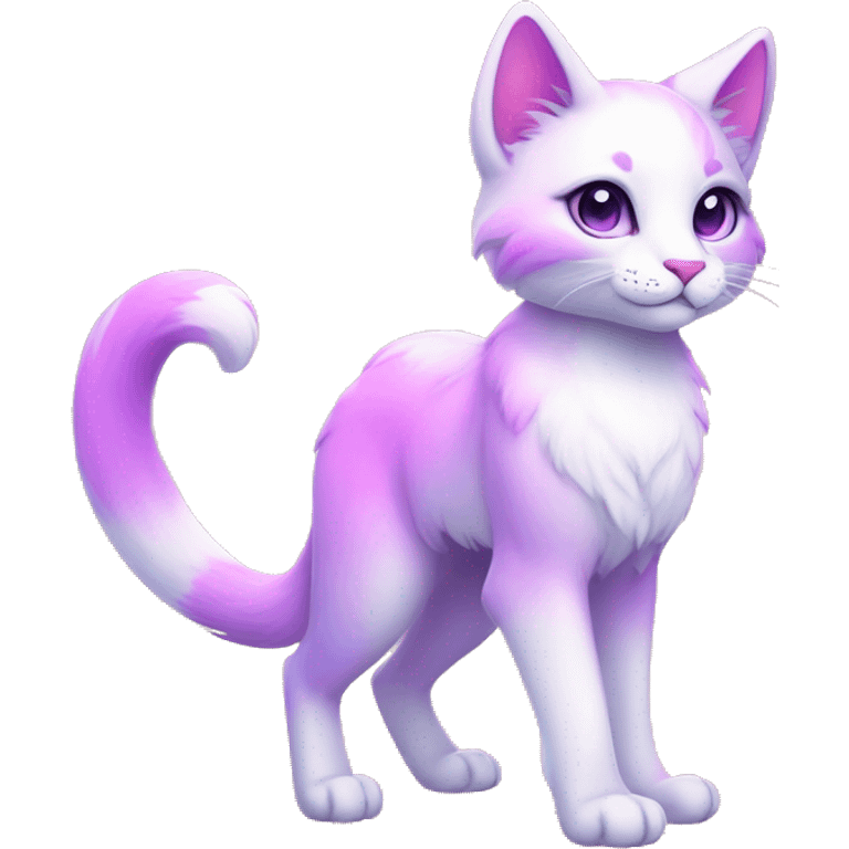 Kawaii colorful bright lilac-pink-white-gradient fantasy ethereal anthro feline fursona animal creature emoji