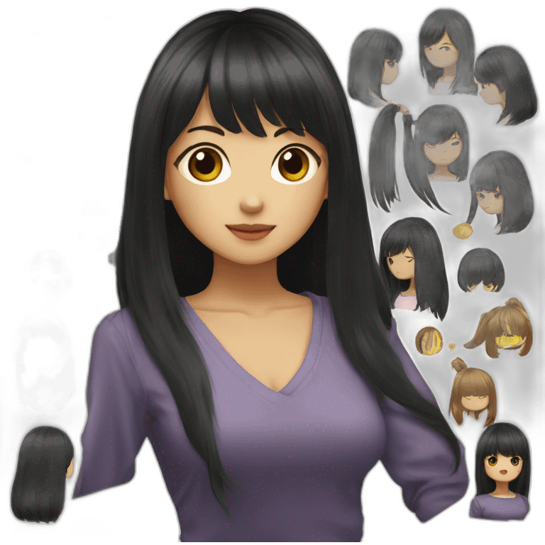 Longhair-browneye-bangs-Japanese-blackhair-straighthaired emoji