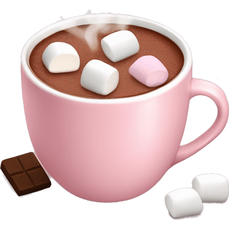 Light Pink mug of hot chocolate with marshmallows  emoji