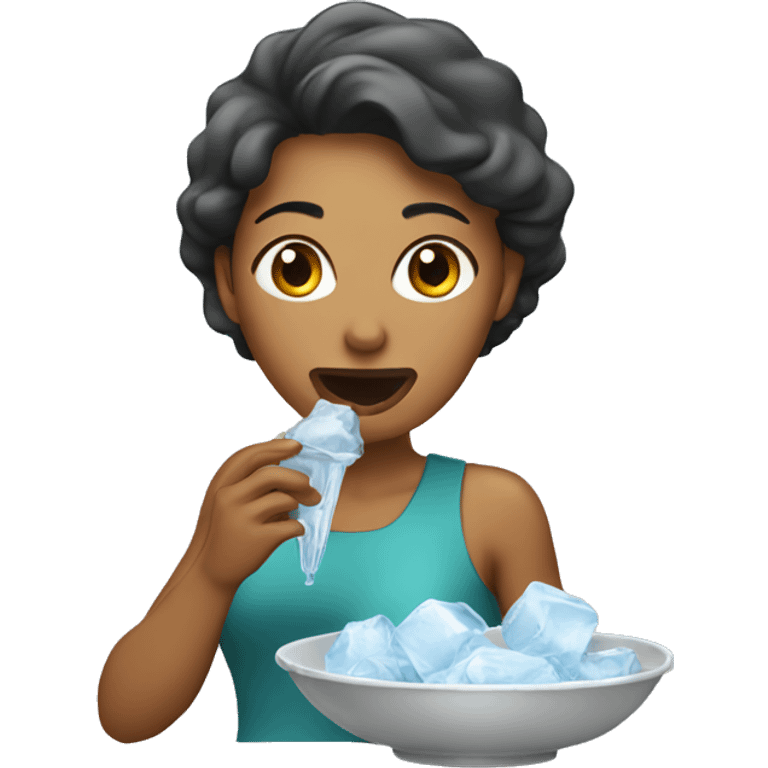 Woman eating ice emoji