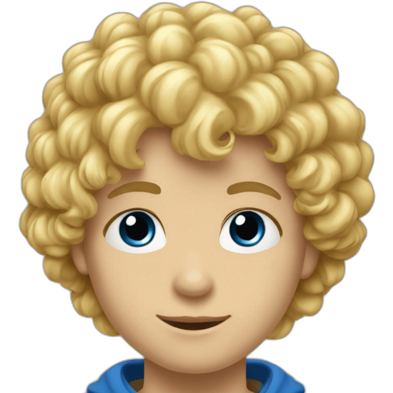 Garçon adolescent cheveux blond yeux bleu cheveux bouclés  emoji