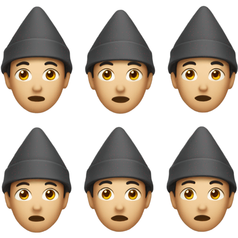 Asian wit eyes and cone hat emoji