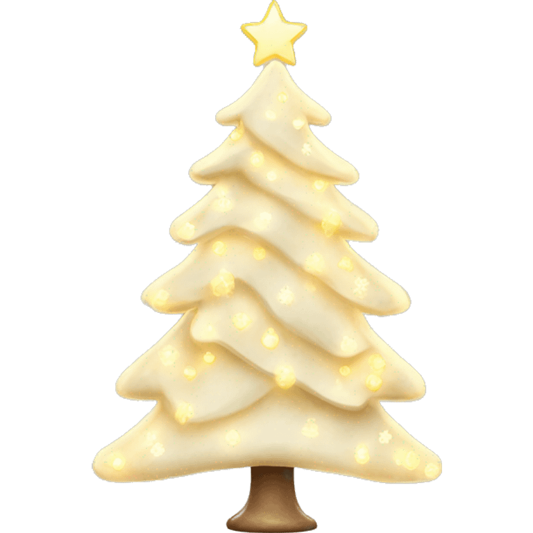 A light pastel Christmas tree with warm yellow lights and white decor  emoji