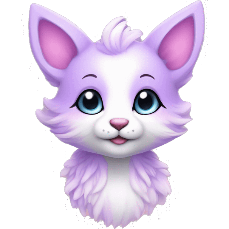 Kawaii colorful bright light pastel lilac-pink-white-gradient fantasy ethereal anthro fursona animal creature emoji