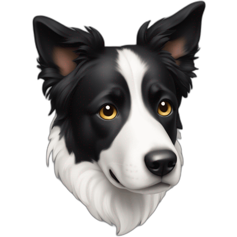 dog, short-hair, black-hair, white-chest, white-stripe-down-snout, black-face, black-head, border-collie, mcnab emoji