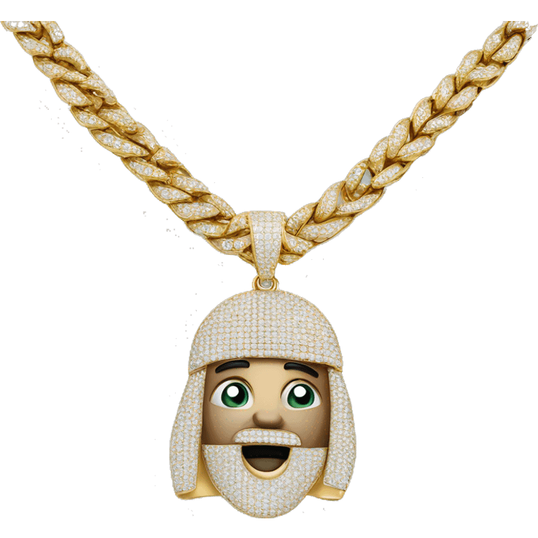 jake diamond pendant on diamond cuban link chain emoji