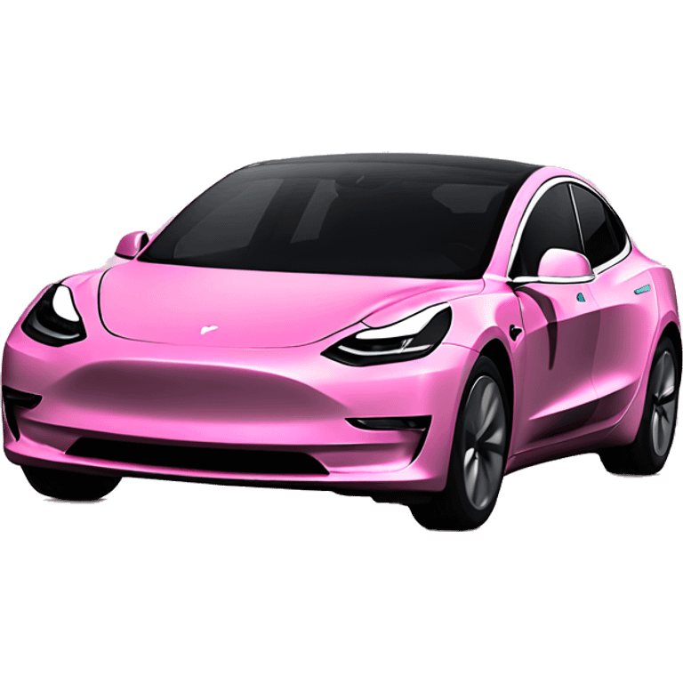 Pink Tesla model 3 inside emoji