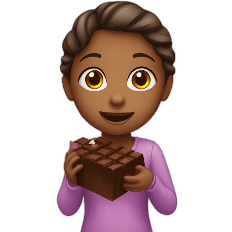 Girl eating chocolate emoji