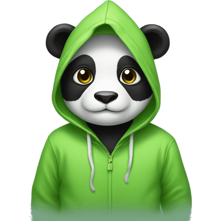 panda wearing frog hoodie emoji