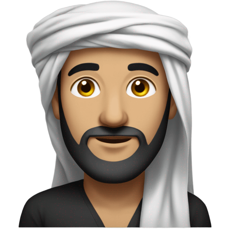 Iraqi Arab wearing an agal (traditional Arab attire) but the scarf on his head is black and white. Also make him bearded and wearing thobe. emoji