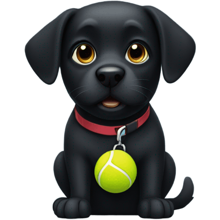 black dog with tennis ball emoji