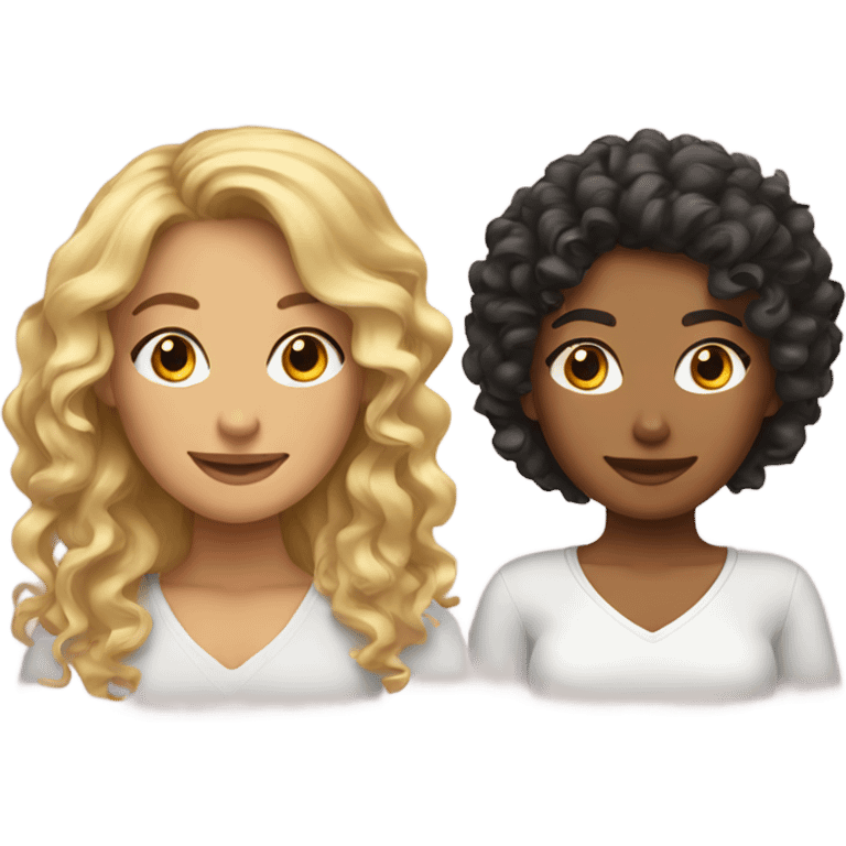 a latina girl and a curly blonde girl emoji