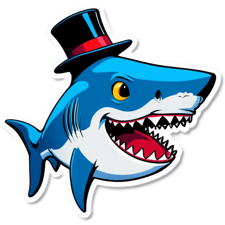 Shark with a top hat emoji