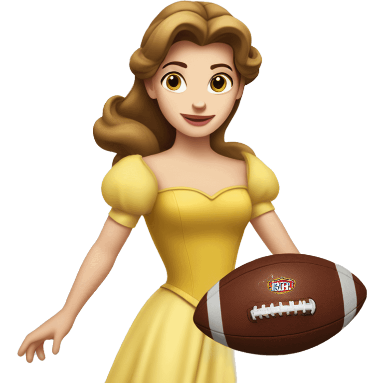 White Disney princess Belle wearing holding a football emoji