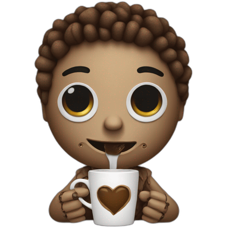 voodoo doll drinking coffee emoji