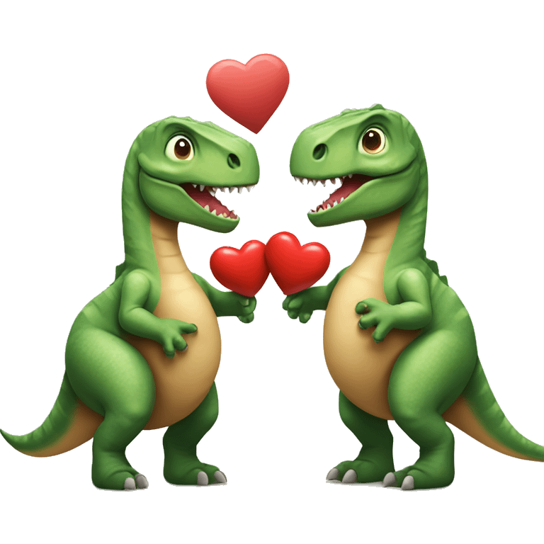 Two dinosaurs holding a heart emoji