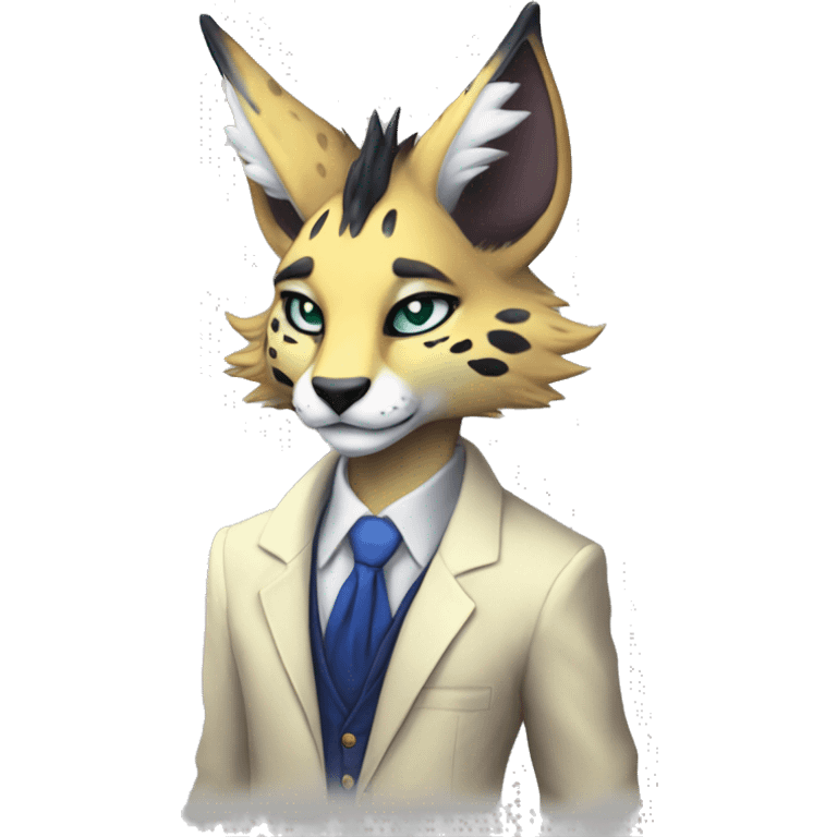 Anthro Epic Beautiful Handsome Pretty Colorful Sergal-Serval-Vernid full body emoji