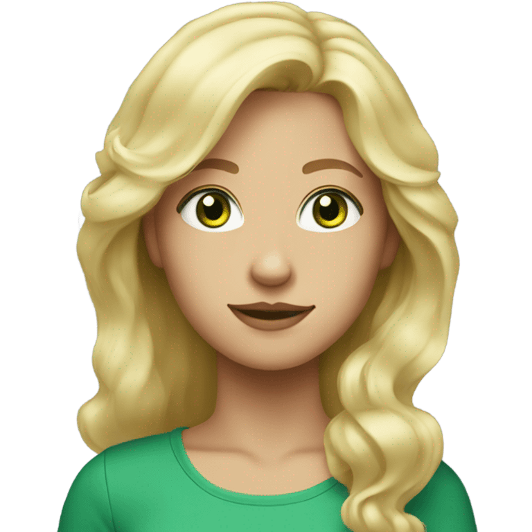 Blonde with green eyes and slightly wavy hair emoji